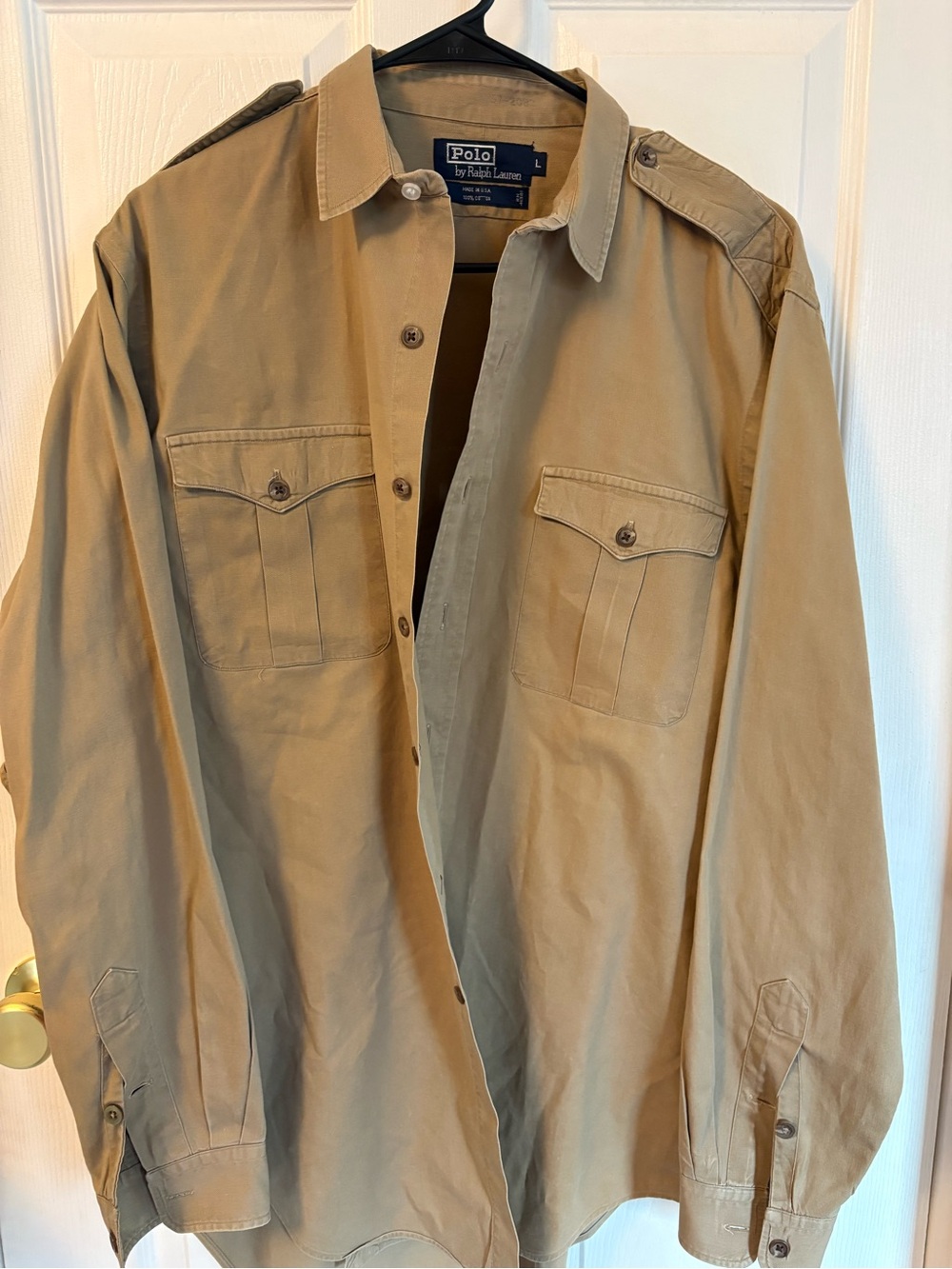Vintage Polo by Ralph Lauren Khaki Military-Style Shirt